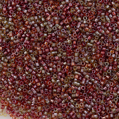 Miyuki Delica Seed Bead 11/0 Inside Color Lined Cranberry Harvest Mix  2-inch Tube DB990