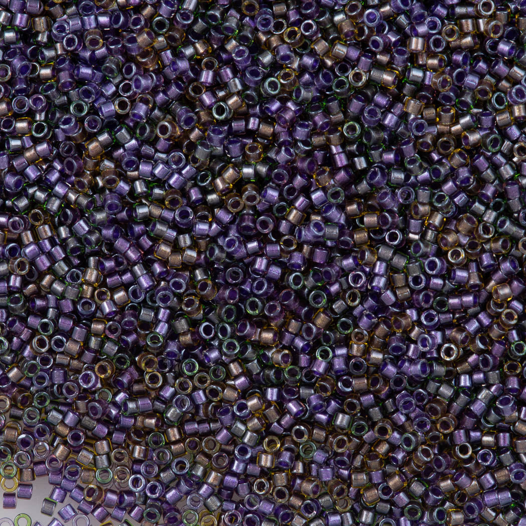 Miyuki Delica Seed Bead 11/0 Inside Color Lined Violet Dusk Mix  2-inch Tube DB991