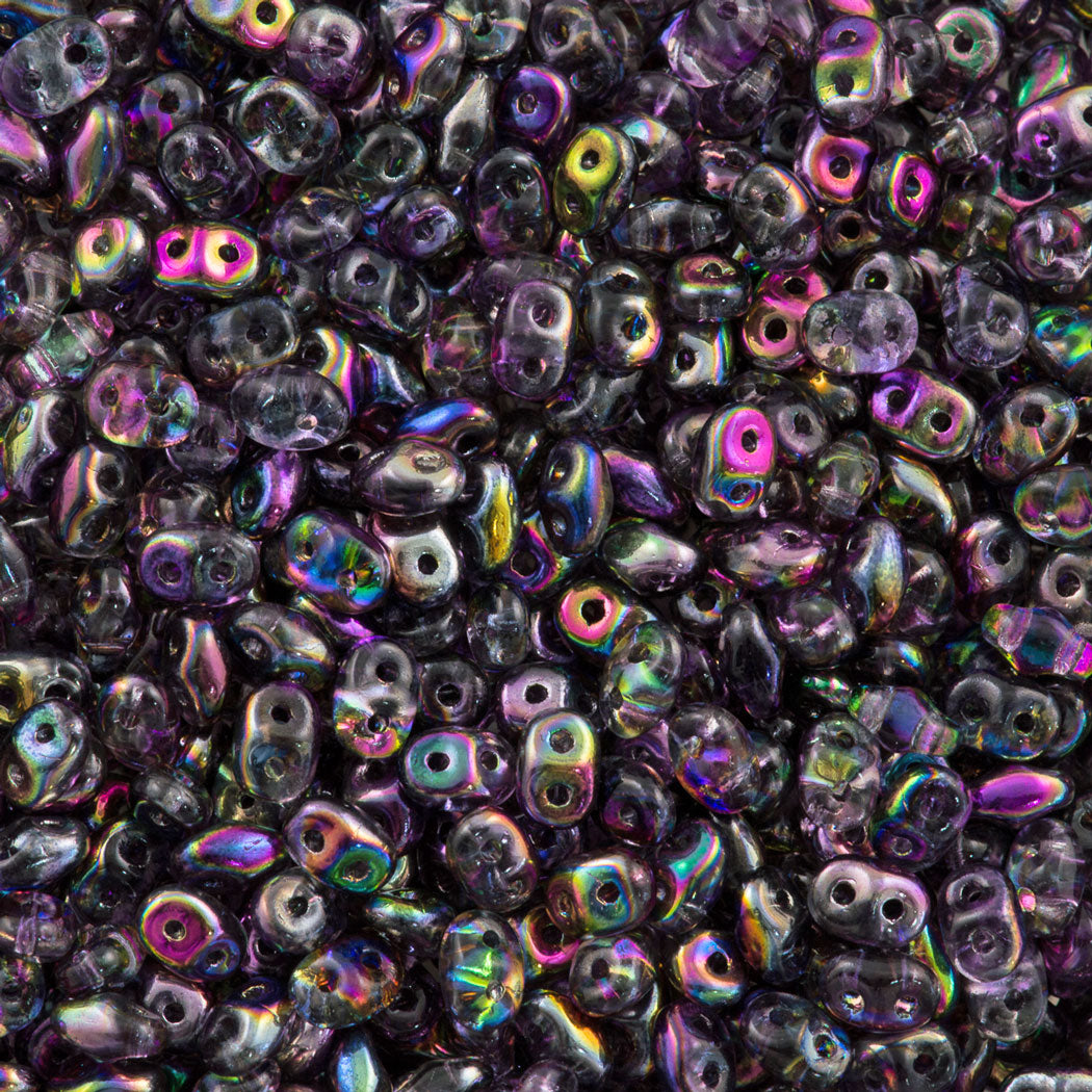 Super Duo 2x5mm Two Hole Beads Crystal Magic Violet Grey 22g Tube (00030MVS)