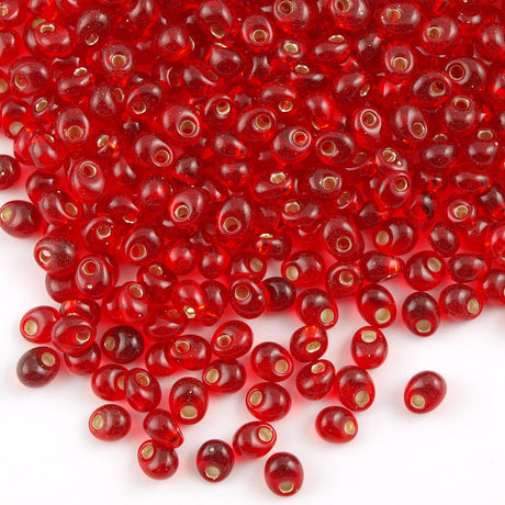 Miyuki 4mm Magatama Seed Bead Silver Lined Ruby 10g (11)