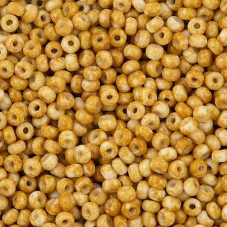 Czech Seed Bead 8/0 Opaque Travertine on White (66209)