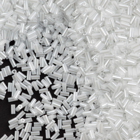 Miyuki 3mm Bugle Bead White Ceylon 5-inch Tube (528)
