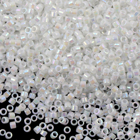 Miyuki Delica Seed Bead 11/0 Opaque White AB 2-inch Tube DB202