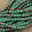 100 Czech Fire Polished 3mm Round Bead Matte Green Turquoise Apollo (53130AM)