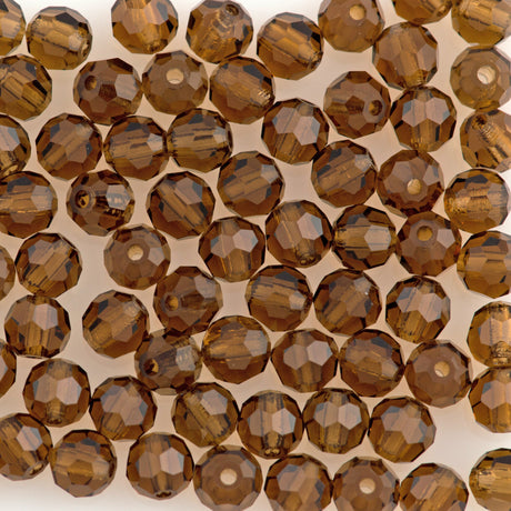 24 Preciosa Czech Crystal 4mm MC Round Bead Smoked Topaz 10220