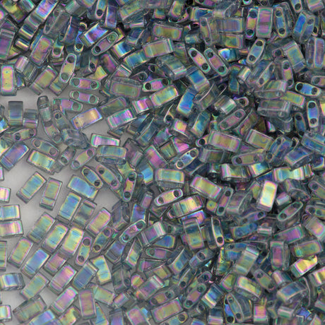 Miyuki Half Tila Seed Bead Transparent Dark Gray Luster AB 7.5g Tube (2440D)