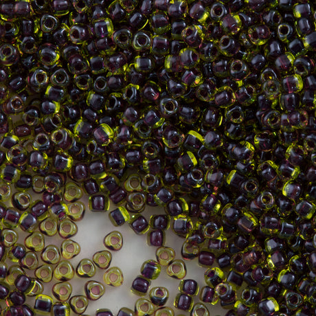 Miyuki Triangle Seed Bead 10/0 Mauve Lined Green 15g (1814)