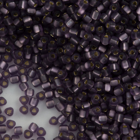 Miyuki Triangle Seed Bead 8/0 Matte Silver Lined Lavender 15g (24F)