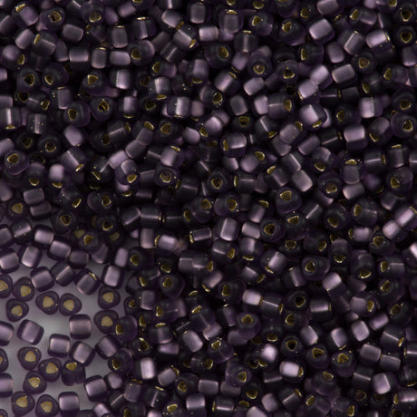 Miyuki Triangle Seed Bead 10/0 Matte Silver Lined Lavender 15g (24F)