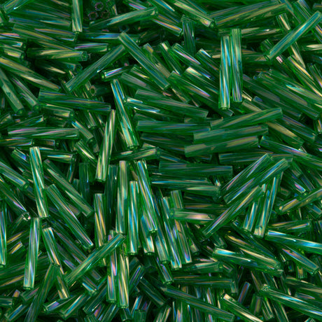 Miyuki 2x12mm Twisted Bugle Bead Transparent Green AB 25g (179)