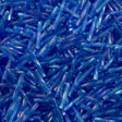 Miyuki 2x12mm Twisted Bugle Bead Transparent Medium Blue AB 25g (261)