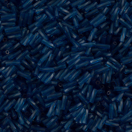 Miyuki 2x6mm Twisted Bugle Bead Transparent Dyed Montana Blue 25g (1710)