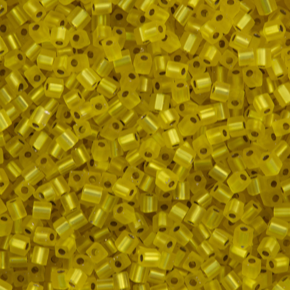 Miyuki 3mm Cube Seed Bead Matte Silver Lined Yellow 15g (6F)