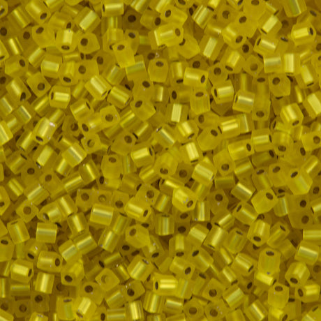 Miyuki 3mm Cube Seed Bead Matte Silver Lined Yellow 15g (6F)