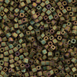 Miyuki 4mm Cube Seed Bead Opaque Matte Olive Rose 10g (2035)