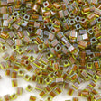 Miyuki 4mm Cube Seed Bead Inside Color Lined Peridot Brown 15g (2633)
