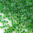 Miyuki 4mm Cube Seed Bead Inside Color Lined Lime Emerald  15g (2636)