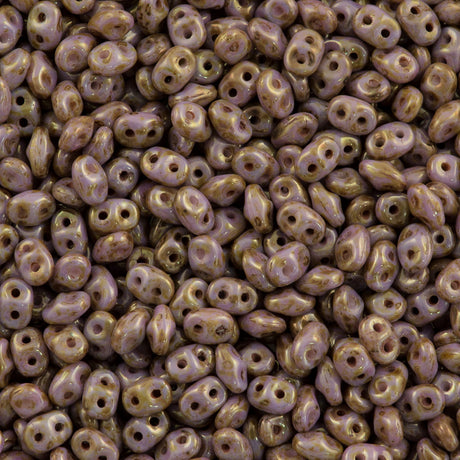 Super Duo 2x5mm Two Hole Beads Senegal Brown Purple (03000BP)