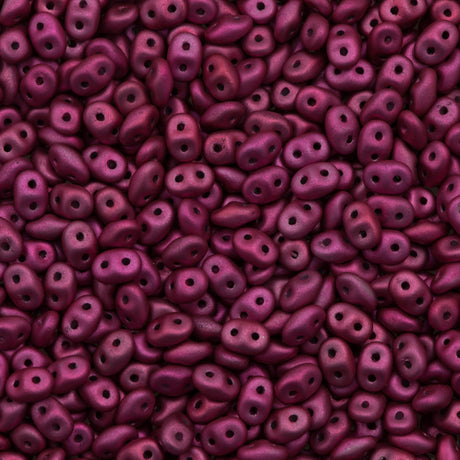 Super Duo 2x5mm Two Hole Beads Metalust Matte Hot Pink 22g Tube (24307)