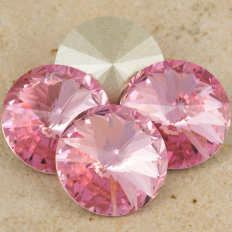Four TRUE CRYSTAL 12mm Rivoli Light Rose (223)