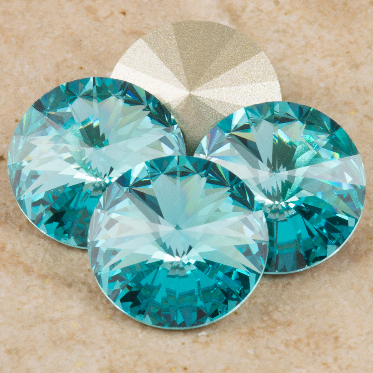 Four TRUE CRYSTAL 12mm Rivoli Light Turquoise (263)