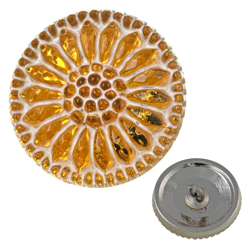 Czech 18mm Daisy Button Yellow with a White Wash