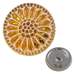 Czech 18mm Daisy Button Yellow with a White Wash