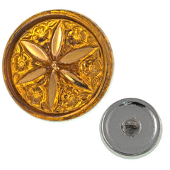 Czech 18mm Star Flower Button Yellow Gold with a Gold Star