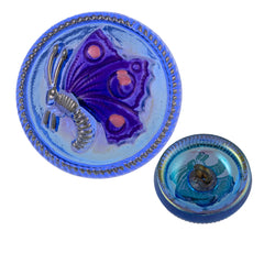 Czech 18mm Butterfly Button Cobalt and Purple Pansy