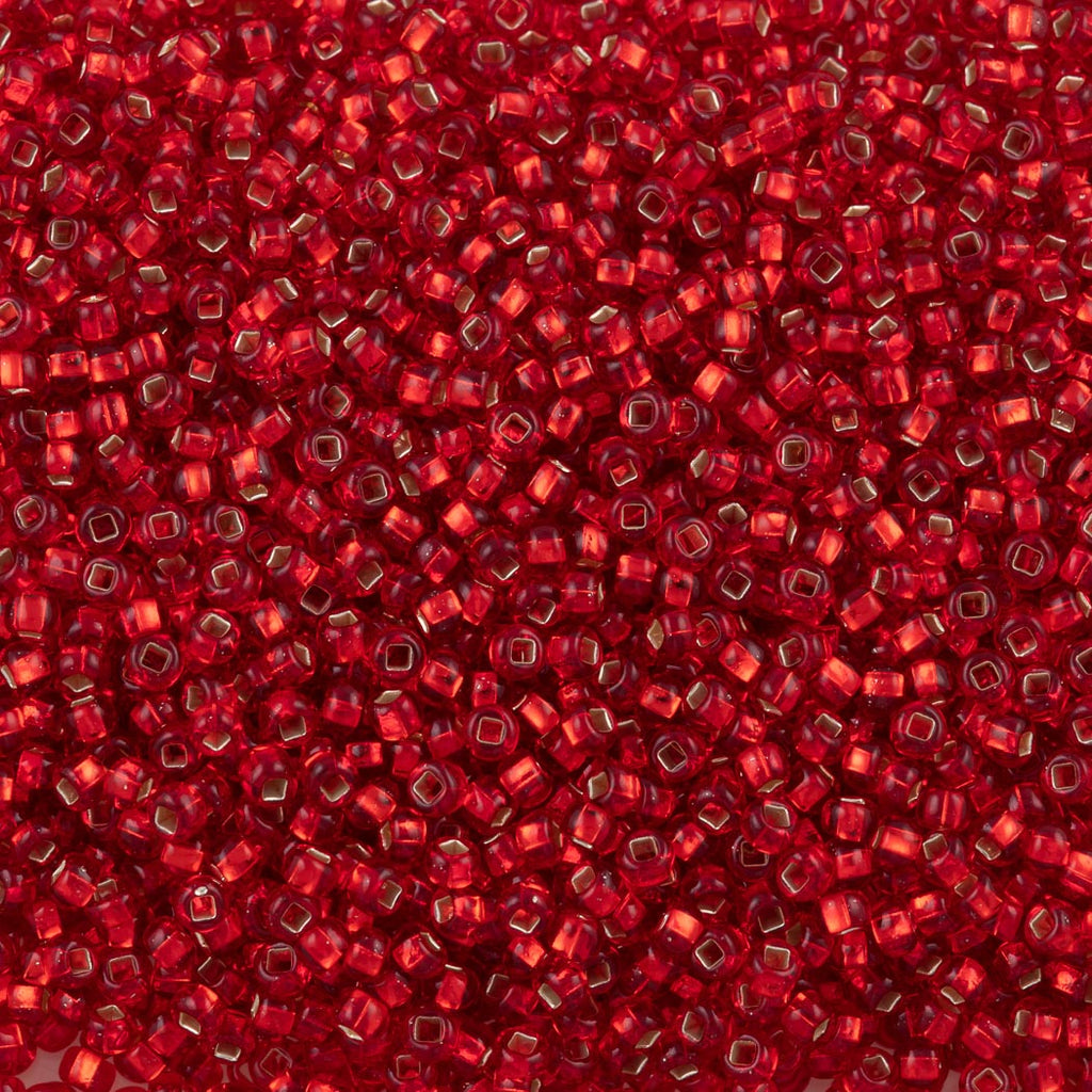 Czech Seed Bead 11/0 Transparent Light Ruby Silver Lined (97070)