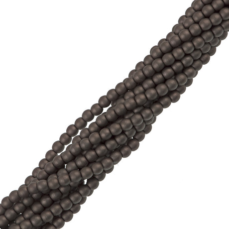 100 Czech 2mm Round Matte Brown Sugar Glass Pearl Beads