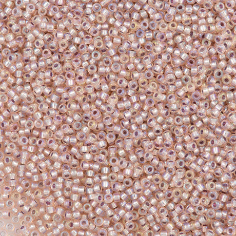 50g Miyuki Round Seed Bead 11/0 Silver Lined Light Blush AB (1023)