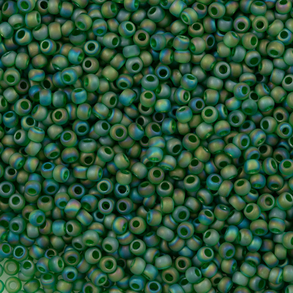 50g Toho Round Seed Bead 8/0 Transparent Matte Green AB (167BF)