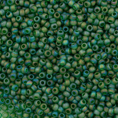 50g Toho Round Seed Bead 8/0 Transparent Matte Green AB (167BF)