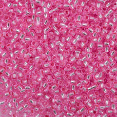 Toho Round Seed Bead 8/0 Silver Lined Transparent Pink 2.5-inch tube (38)