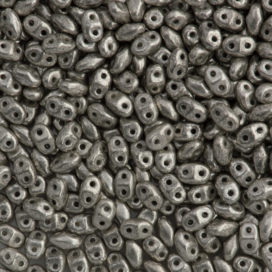 MiniDuo 2x4mm Two Hole Beads Matte Antique Silver (81002)