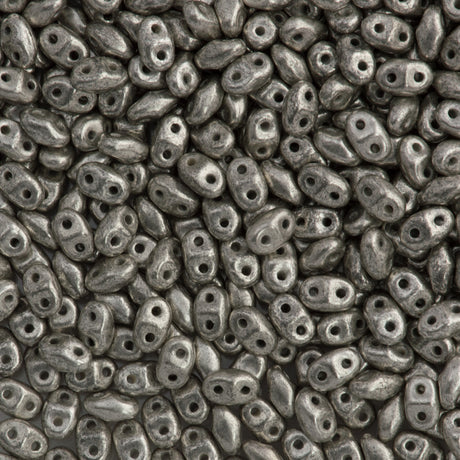 MiniDuo 2x4mm Two Hole Beads Matte Antique Silver (81002)