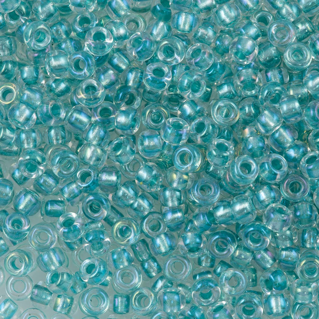 50g Miyuki Round Seed Bead 11/0 Inside Color Lined Aqua Luster (2605)