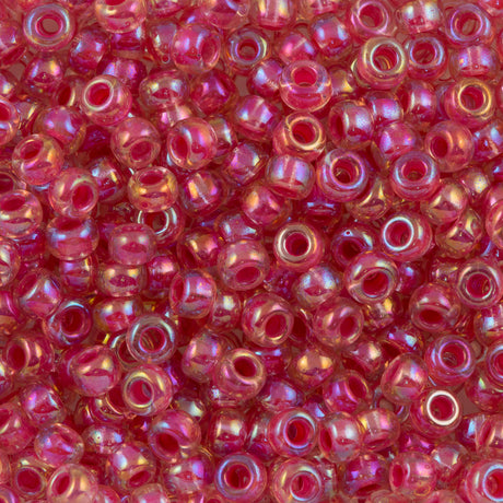 Miyuki Round Seed Bead 8/0 Inside Color Lined Fuchsia AB 22g Tube (355)