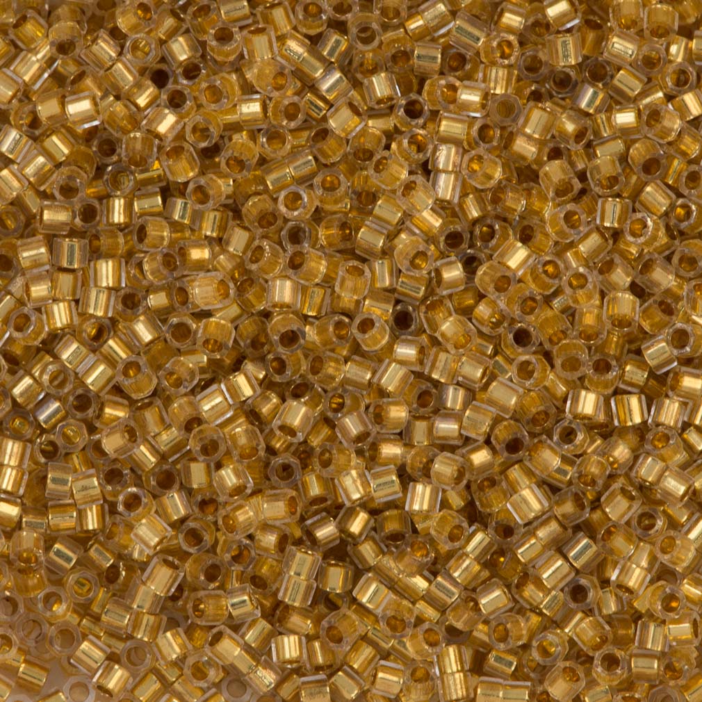 Miyuki Hex Cut Delica Seed Bead 10/0 24kt Gold Lined Crystal 5 grams DBMC33