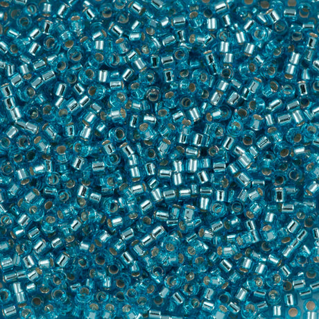 25g Miyuki Delica Seed Bead 11/0 Silver Lined Aqua DB1209