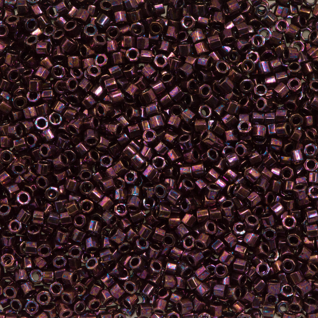 Miyuki Hex Cut Delica Seed Bead 8/0 Metallic Dark Raspberry 2-inch Tube DBLC12