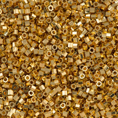 Miyuki Hex Cut Delica Seed Bead 8/0 24kt Gold Plated Aprox 50 Beads DBLC31