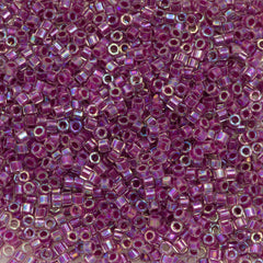 Miyuki Hex Cut Delica Seed Bead 8/0 Lined Magenta AB 2-inch Tube DBLC56