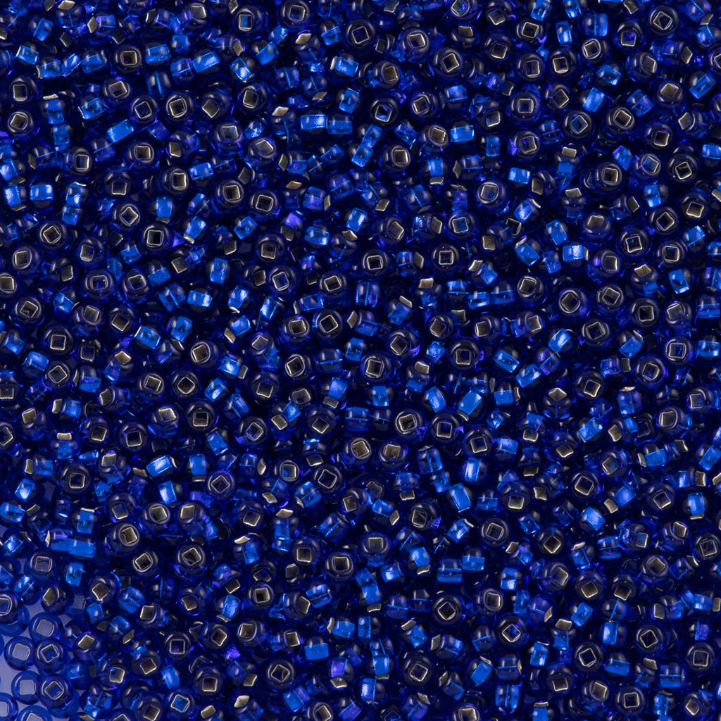 Czech Seed Bead 8/0 Silver Lined Dark Blue (67300)