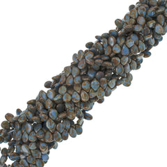 65 Preciosa Pip Opaque Blue Travertin Beads (33100TV)