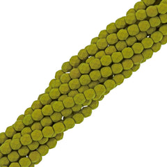 100 Czech Fire Polished 4mm Round Bead Saturated Chartreuse (29535)