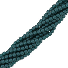 100 Czech 3mm Round Matte Teal Glass Pearl Beads