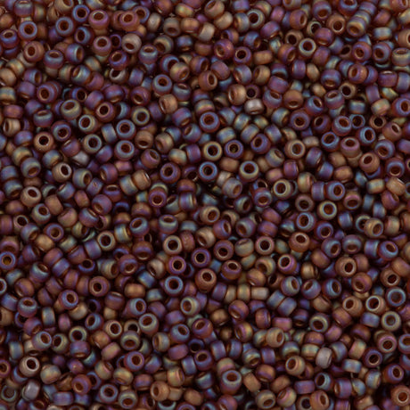 Miyuki Round Seed Bead 11/0 Matte Transparent Dark Amber AB (134FR)