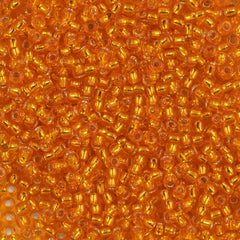 50g Toho Round Seed Bead 11/0 Silver Lined Tangerine (30B)